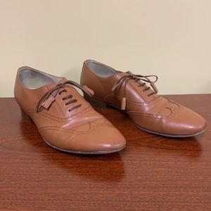 J. Crew Tasseled Wing Tip Oxfords - Cognac Brown, Size 10